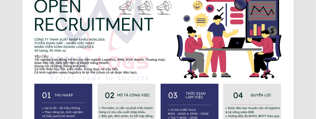 CÔNG TY TNHH XUẤT NHẬP KHẨU WINLOGS TUYỂN DỤNG GẤP – NHẬN VIỆC NGAY  NHÂN VIÊN KINH DOANH LOGISTICS