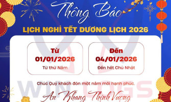 CÔNG TY TNHH XUẤT NHẬP KHẨU WINLOGS xin trân trọng thông báo lịch nghỉ Tết Dương lịch 2026